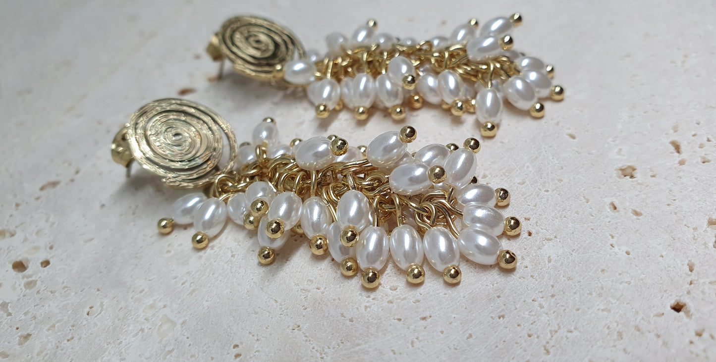 Pearl Dangle Swirl Earrings