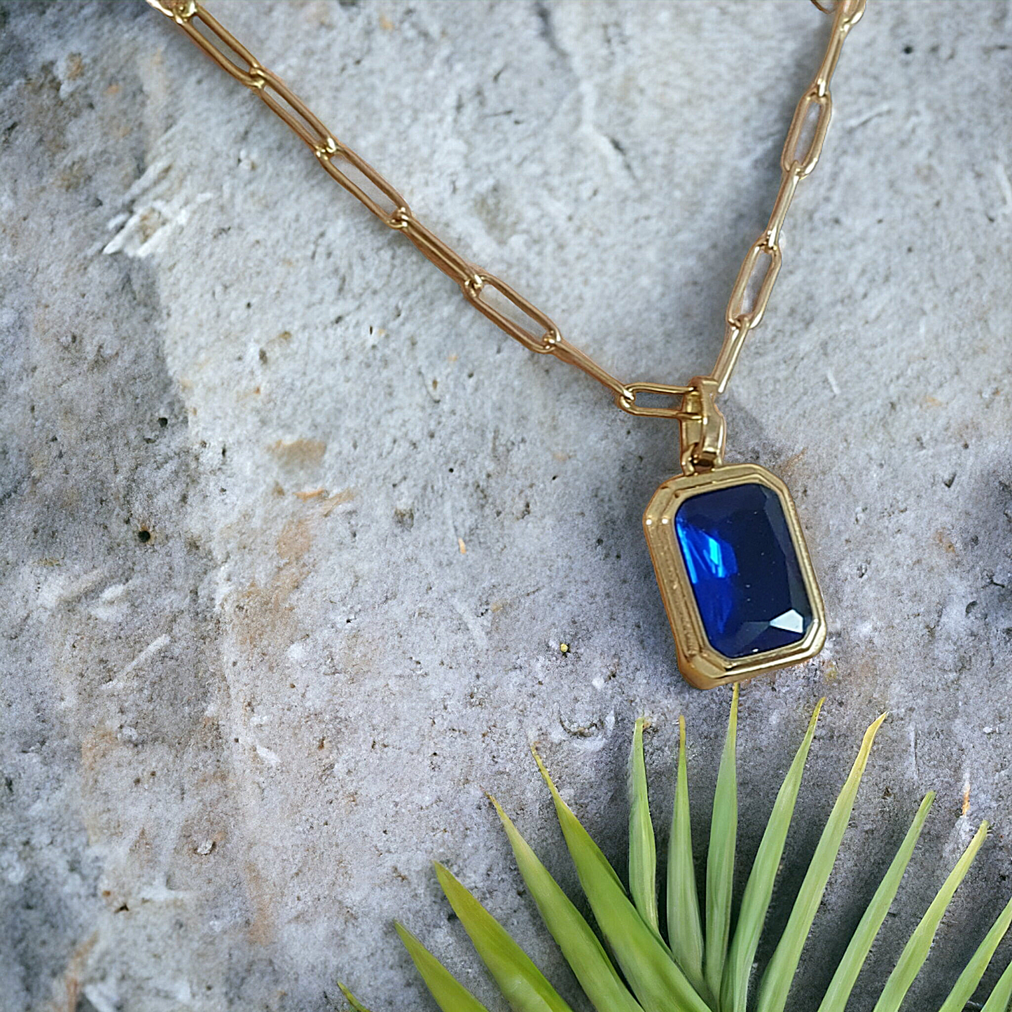 Geometric Sapphire Pendant