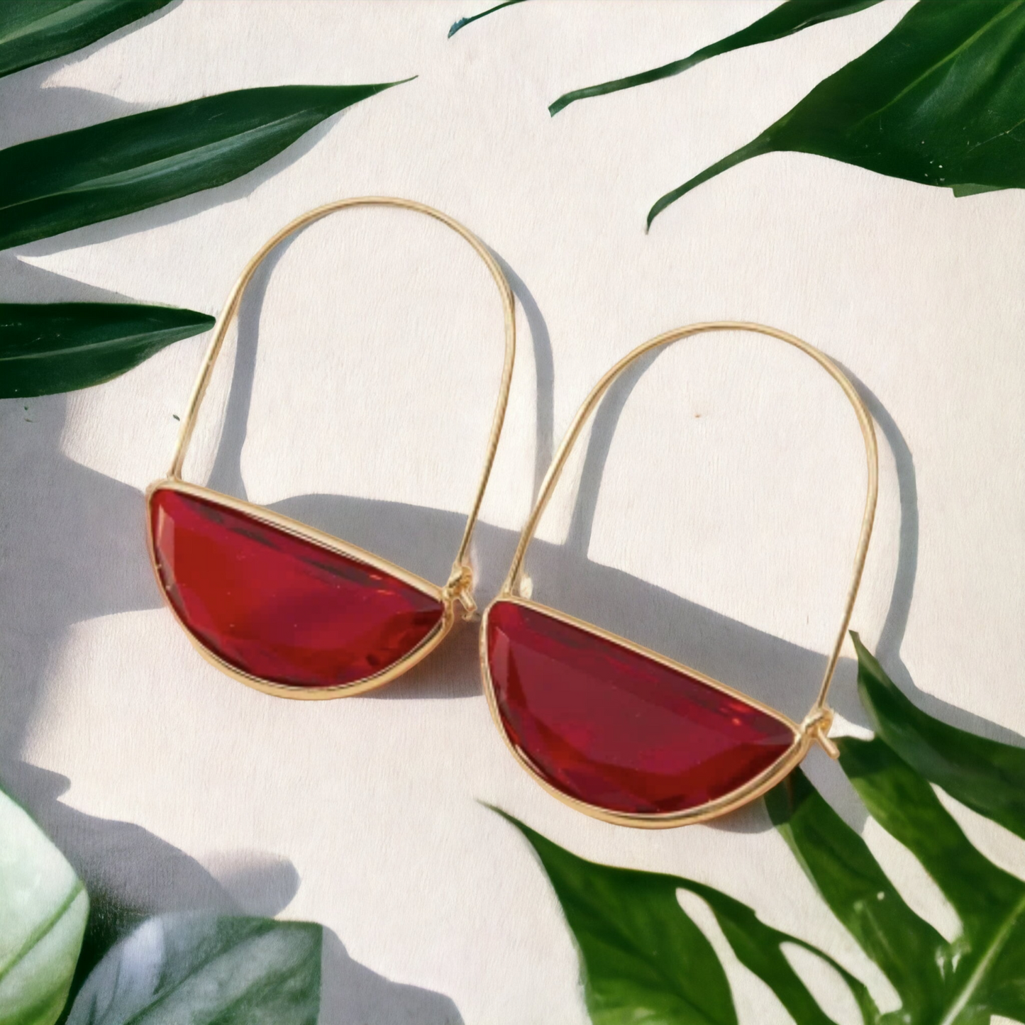 Glassy Deco Red Earrings