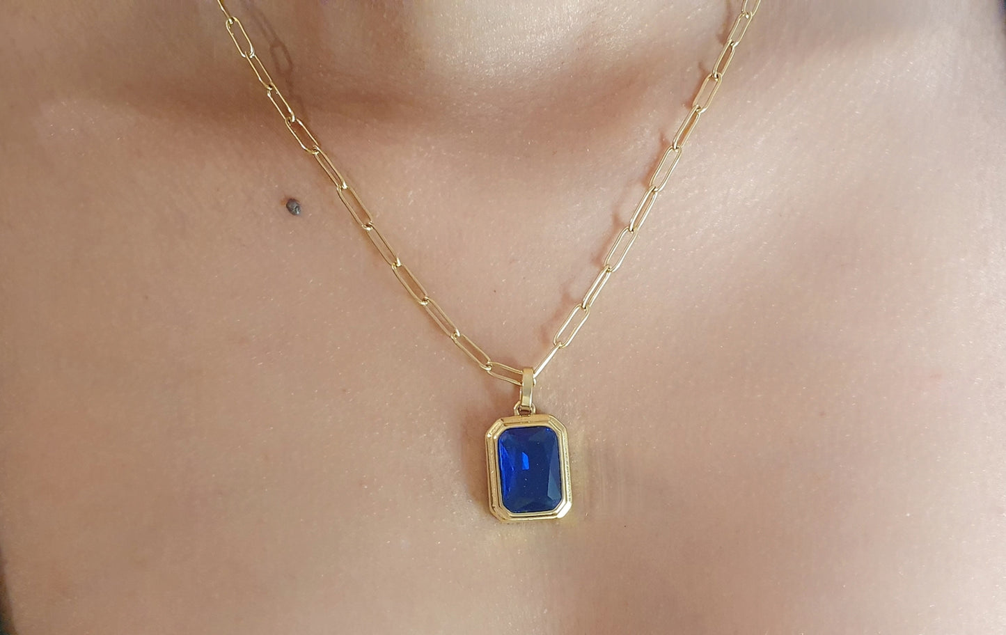 Geometric Sapphire Pendant