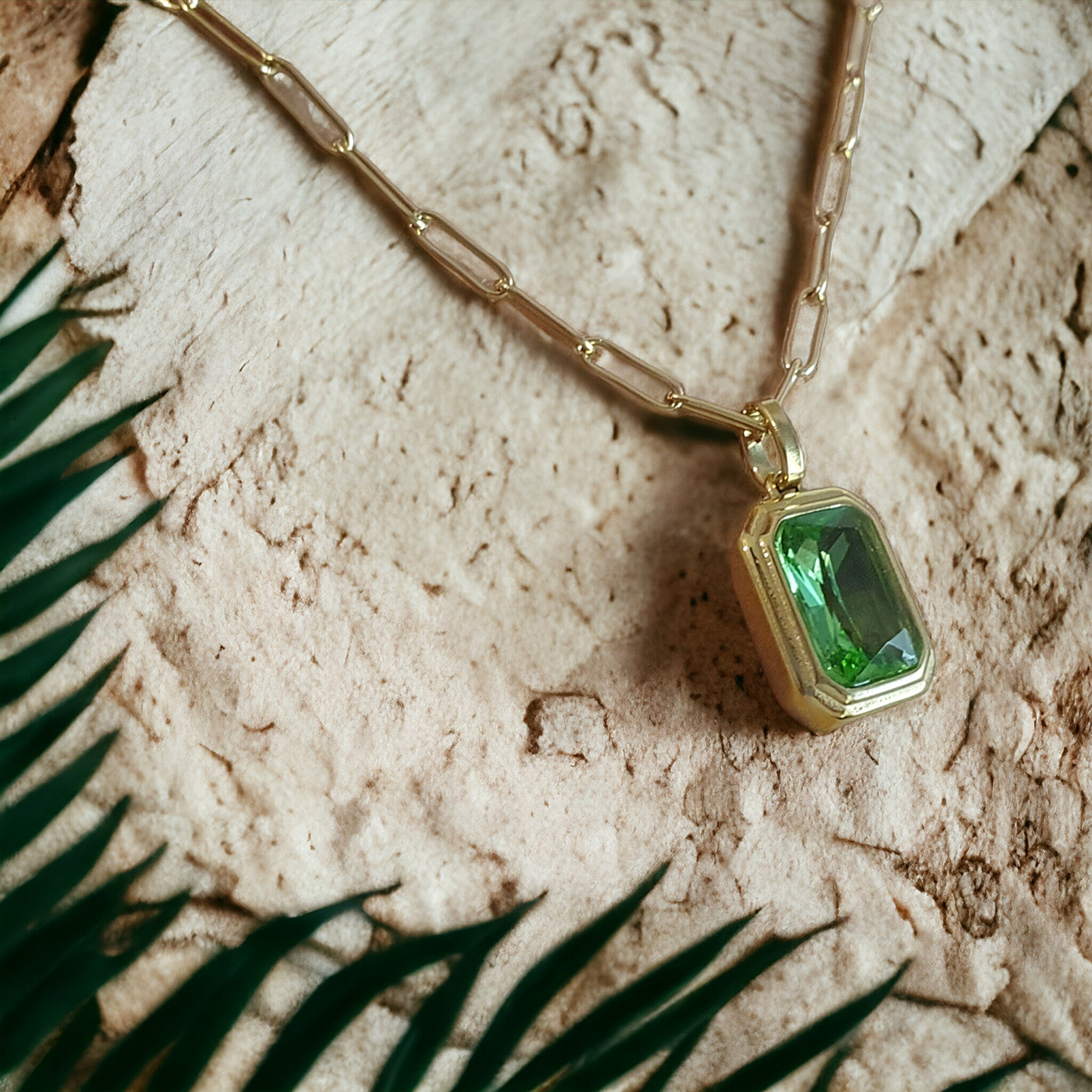 Geometric Emerald Pendant