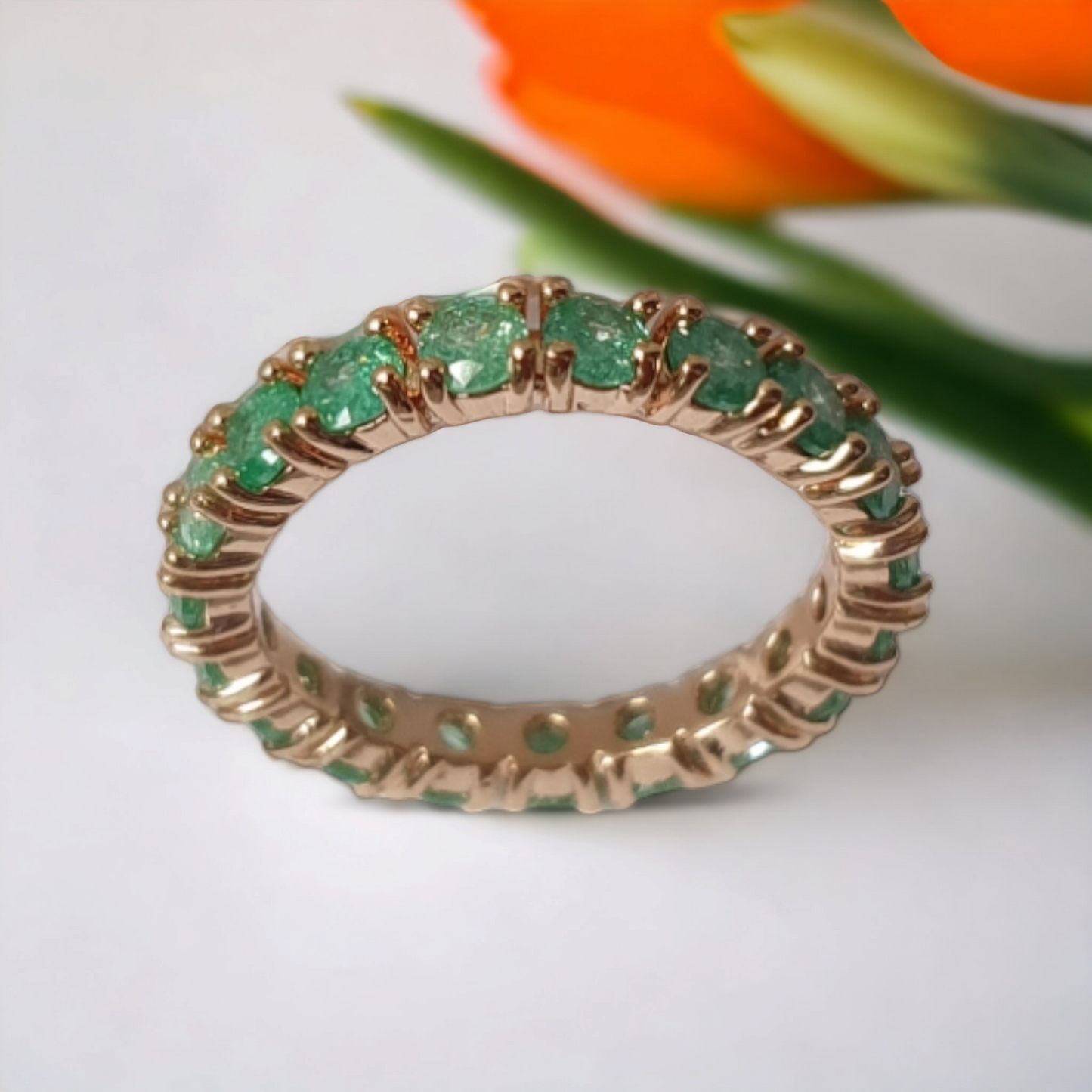 Vintage Full Eternity Ring Green