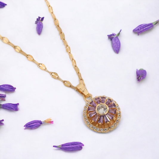 Spinning Amethyst Pendant Necklace