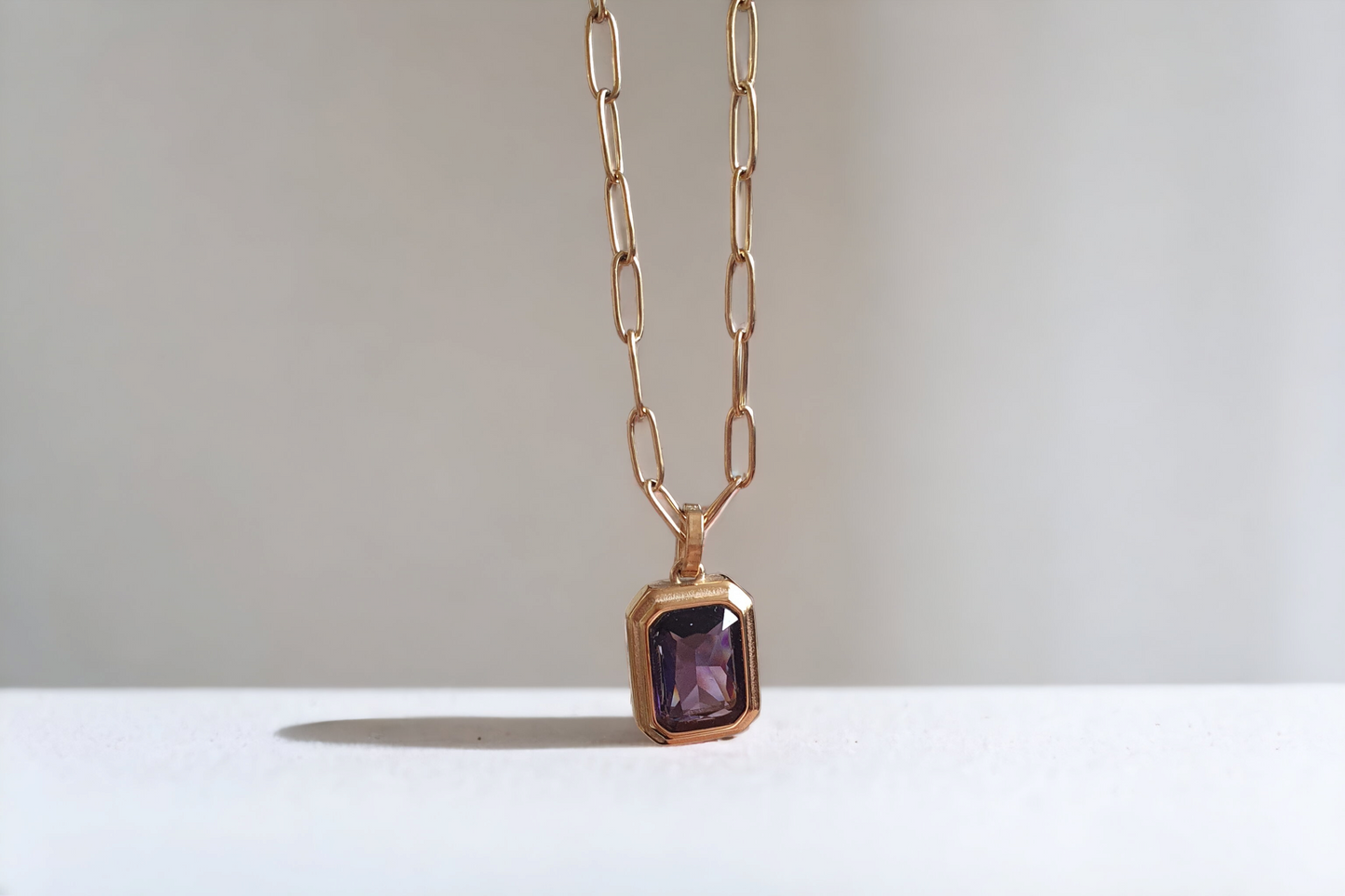 Geometric Amethyst Pendant