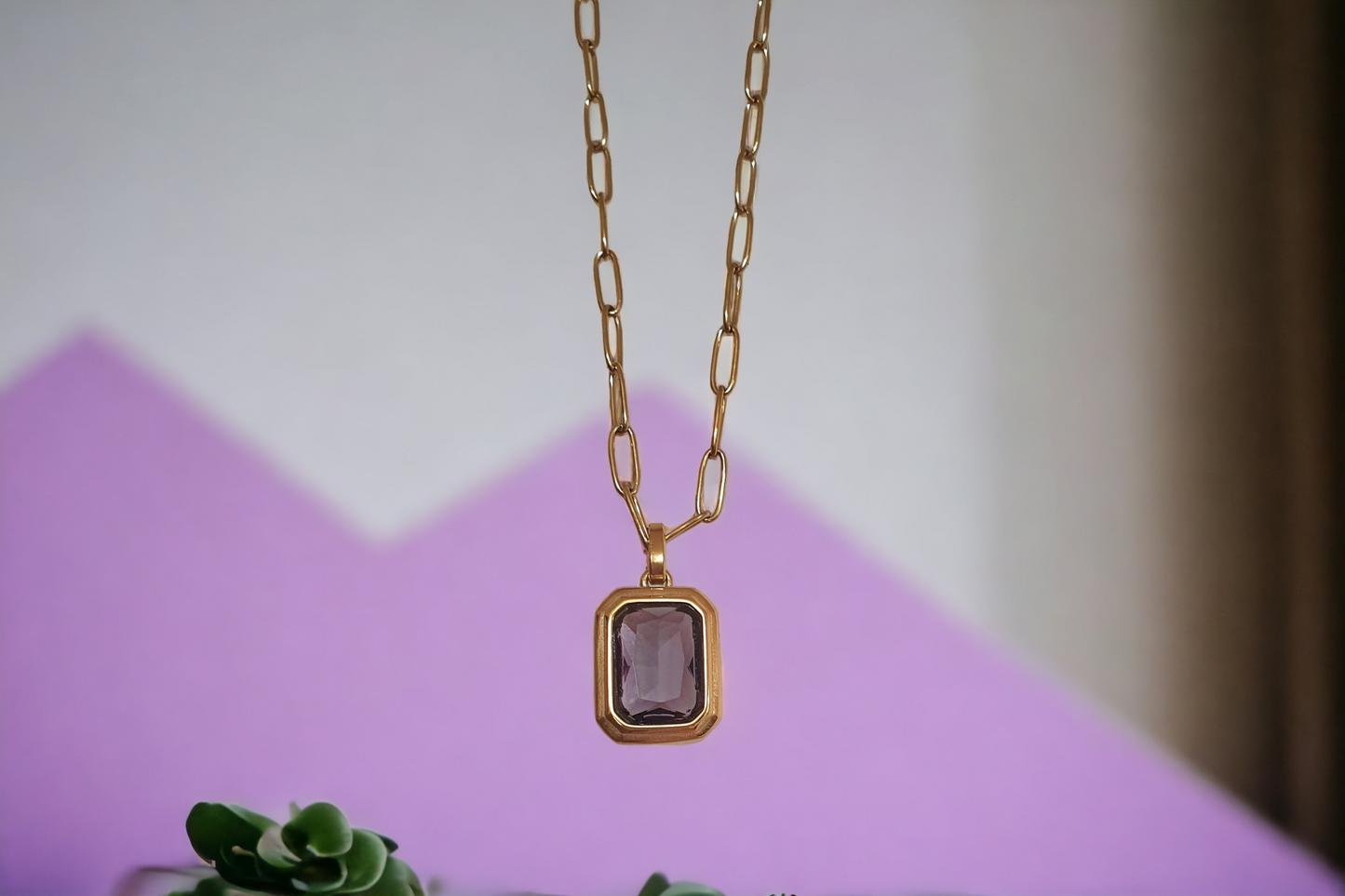 Geometric Amethyst Pendant