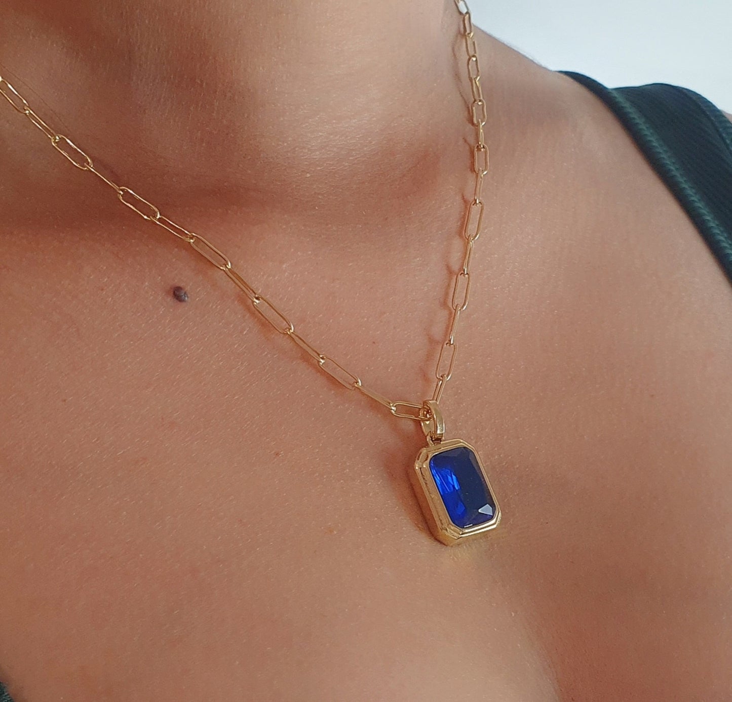 Geometric Sapphire Pendant