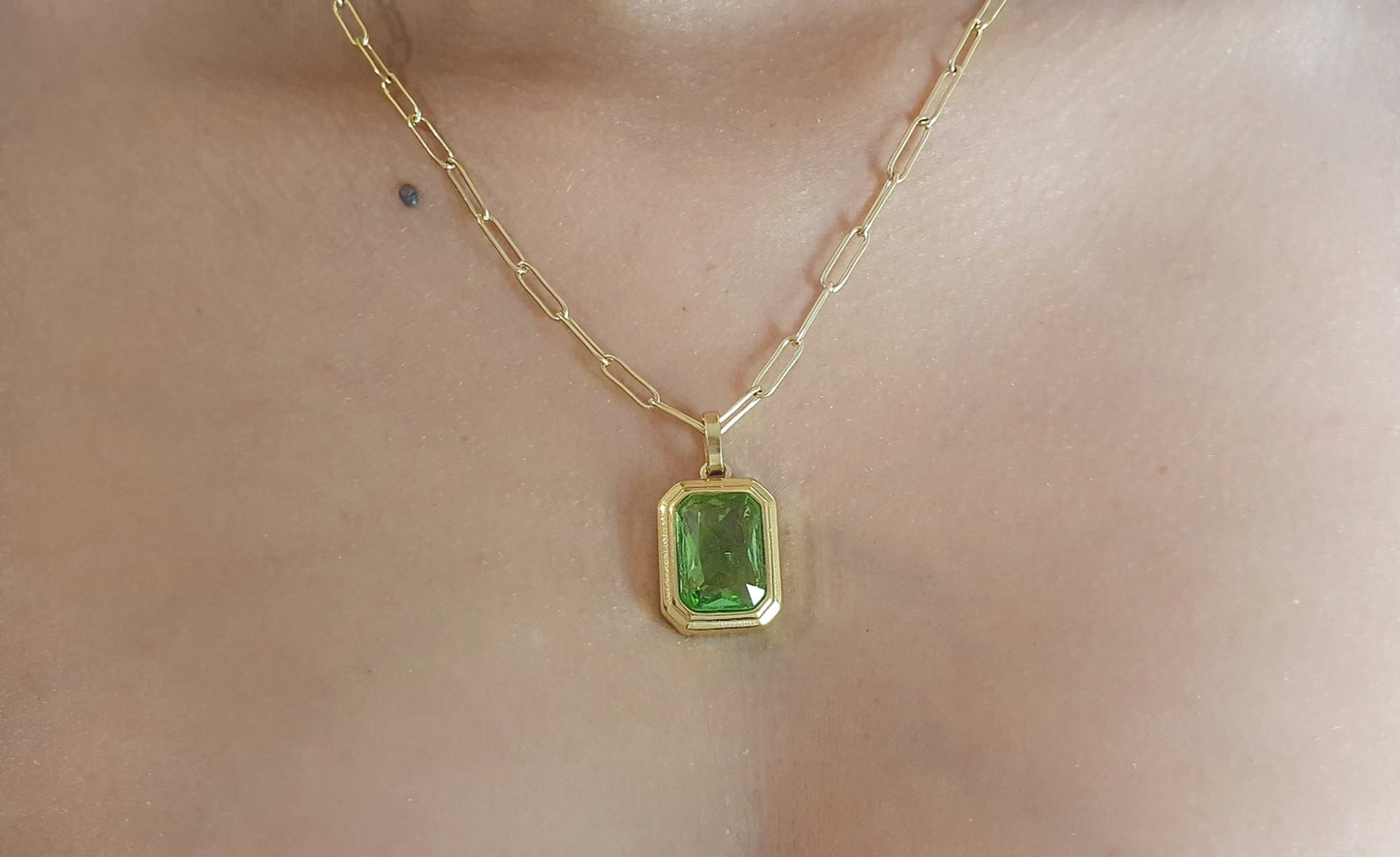 Geometric Emerald Pendant