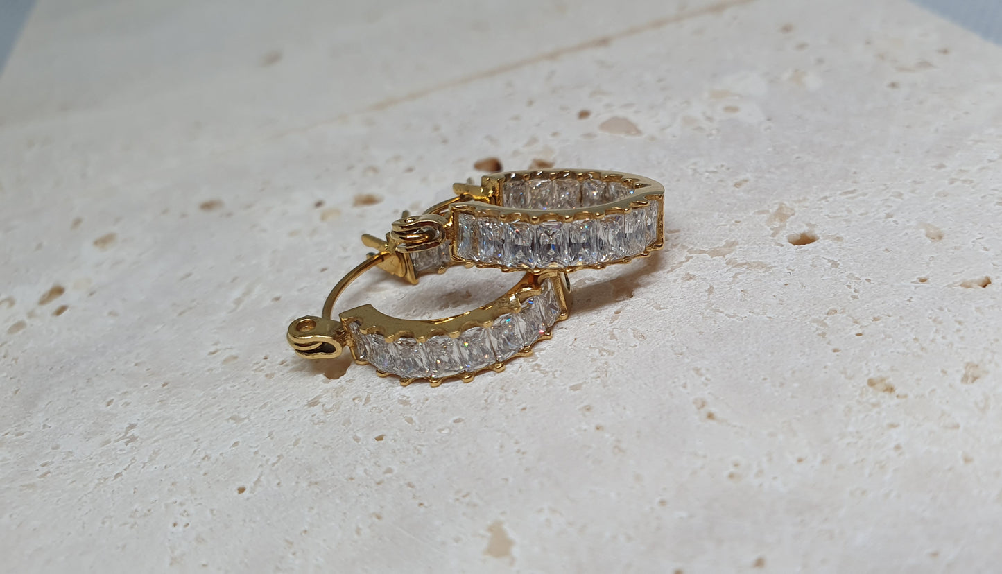 Baguette White Hoop Earrings