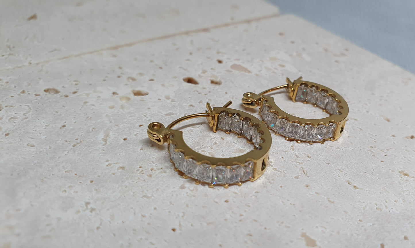 Baguette White Hoop Earrings