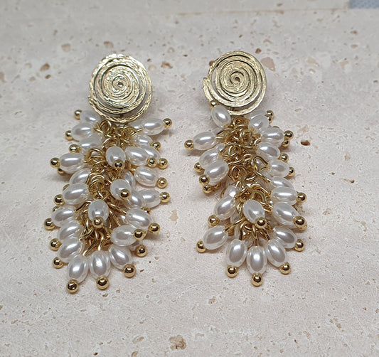 Pearl Dangle Swirl Earrings